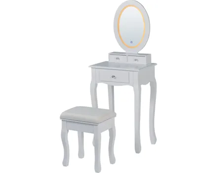 Schminktisch Lisa mit Hocker + LED MDF