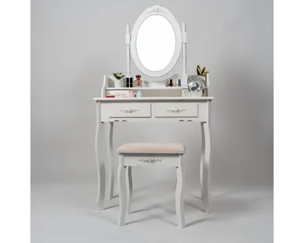 Schminktisch Rose mit Spiegel MDF weiss lackiert