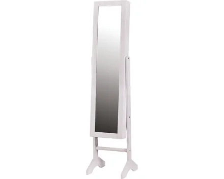 Schmuckschrank Anna MDF weiss 35 x 153 x 35 cm, mit Spiegeltür inkl. LED