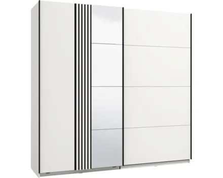 Schrank Ascalon Dekor weiss 220 x 217 x 61.5 cm, mit Spiegel