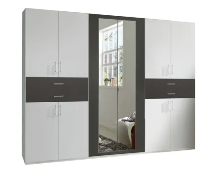 Schrank Tango Dekor weiss/graphit, 10trg