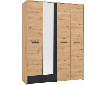Schrank Varadero Melamin Artisan Eiche schwarz 158 x 204 x 53 cm, mit Spiegel