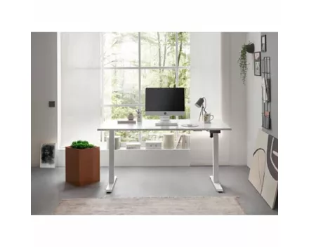 Schreibtisch Flex elektrisch höhenverstellbar Dekor weiss 160 x 74-117 x 77 cm