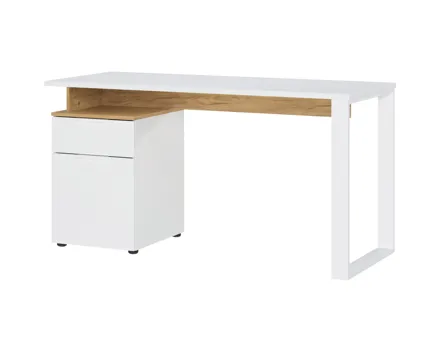 Schreibtisch Hasselt Dekor weiss/Eiche mit Container 140 x 74 x 61 cm