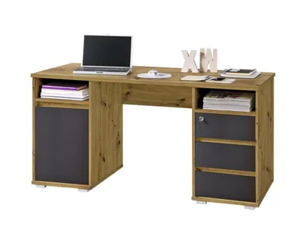 Schreibtisch Paris Dekor Eiche Artisan anthrazit 145 x 76 x 65 cm