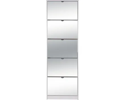 Schuhkipper Koblenz Dekor weiss matt 58 x 177 x 17 cm, mit Spiegel