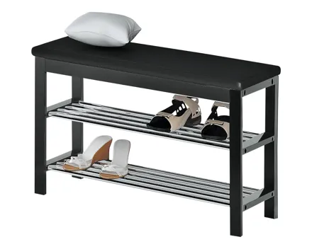 Schuhregal Diana Kiefer massiv schwarz Kunstleder schwarz 81 x 49 x 31 cm