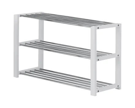 Schuhregal Myriam Kiefer massiv weiss Chromfarben 80 x 50 x 30 cm