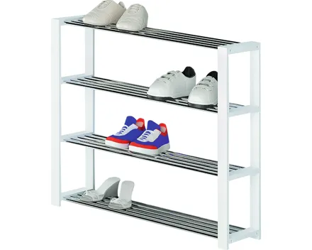 Schuhregal Myriam Kiefer massiv weiss Chromfarben 80 x 78 x 30 cm