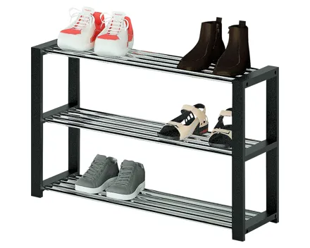 Schuhregal Rebecca Kiefer massiv schwarz Chromfarben 80 x 50 x 30 cm