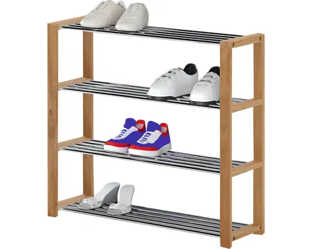 Schuhregal Tamara Kiefer massiv Natur Chromfarben 80 x 78 x 30 cm