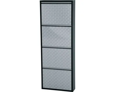 Schuhschrank Berry Metall schwarz geflext 51 x 136 x 15 cm