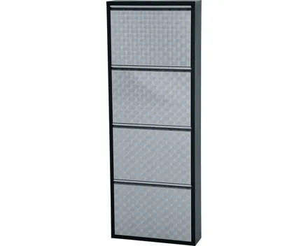 Schuhschrank Berry Metall schwarz geflext 51 x 136 x 15 cm