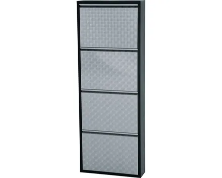 Schuhschrank Berry Metall schwarz geflext 51 x 136 x 15 cm