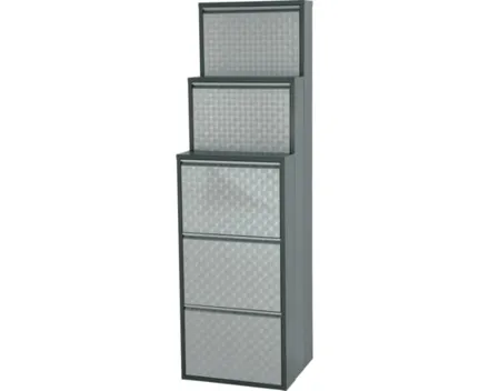 Schuhschrank Berry Metall schwarz geflext 51 x 169 x 15 cm