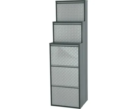 Schuhschrank Berry Metall schwarz geflext 51 x 169 x 15 cm