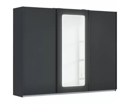 Schwebetürenschrank Abraxxas, 271 x 212 x 62 cm, mit Spiegel, dimmbare LED-Beleuchtung grau