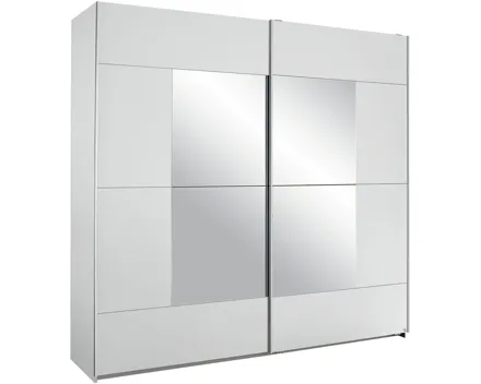 Schwebetürenschrank Crato Alpinweiss 218 x 210 x 59 cm, mit Spiegel