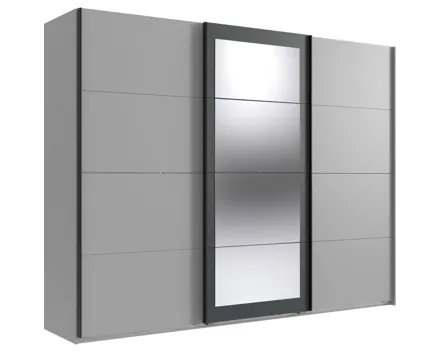 Schwebetürenschrank Minden Dekor grau/graphit 270 x 210 x 64 cm, mit Spiegel