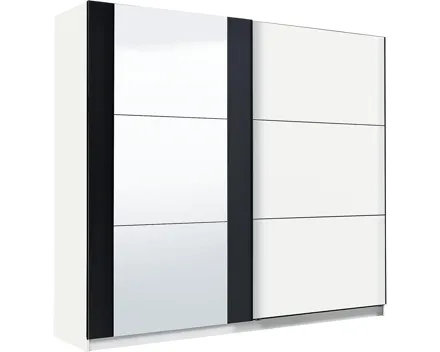 Schwebetürenschrank Sardinia Melamin weiss 217 x 210 x 62,5 cm, mit Spiegel
