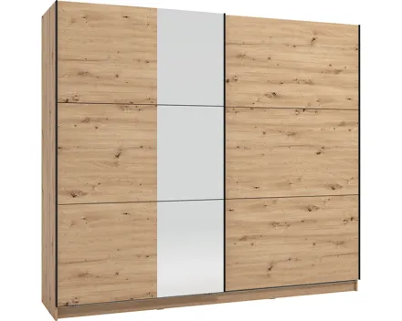 Schwebetürenschrank Sierra Melamin 237 x 210 x 62,5 cm, mit Spiegel artisan