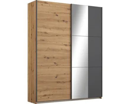 Schwebetürenschrank Slide Eiche Artisan 131 x 191 x 59 cm, mit Spiegel