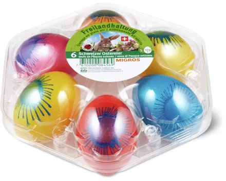 Schweizer Ostereier mit Klecksen, aus Freilandhaltung, IP-SUISSE