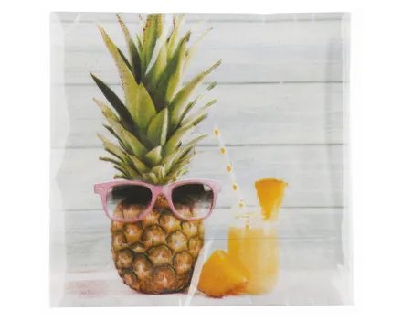 Serviette bedruckt Ananas mit Brille