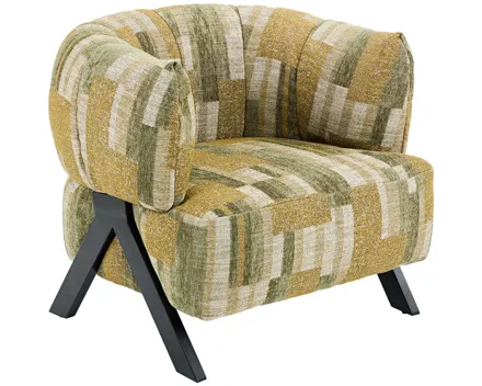 Sessel Vali Stoff grün / beige gemustert