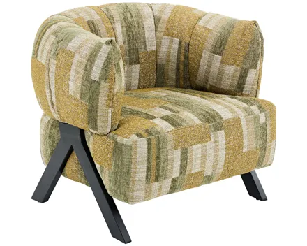 Sessel Vali Stoff grün / beige gemustert