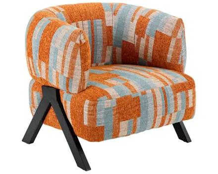 Sessel Vali Stoff orange / blau gemustert