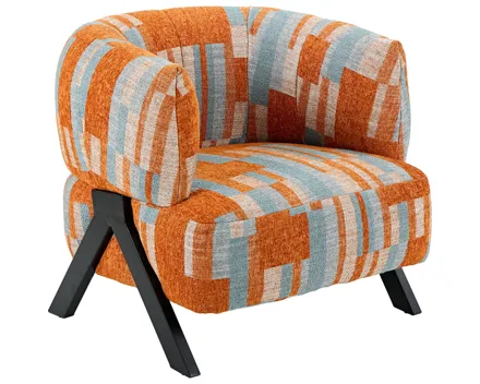 Sessel Vali Stoff orange / blau gemustert
