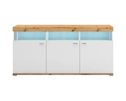 Sideboard Corso Melamin weiss Artisan 180 x 88 x 41 cm, inkl. LED