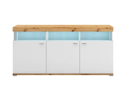 Sideboard Corso Melamin weiss Artisan 180 x 88 x 41 cm, inkl. LED