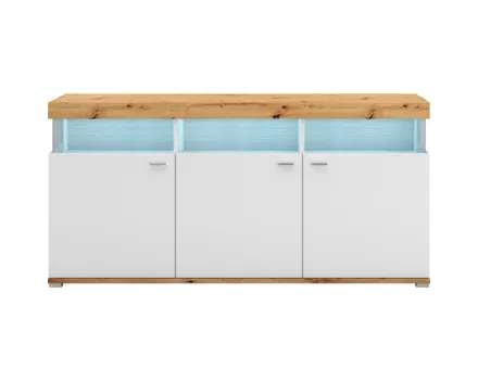 Sideboard Corso Melamin weiss Artisan 180 x 88 x 41 cm, inkl. LED