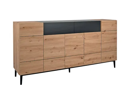 Sideboard Joe Dekor Eiche Artisan schwarz 180 x 90 x 42 cm