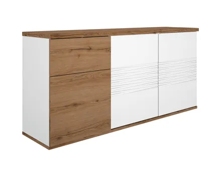 Sideboard Otello Eiche Helvetia/weiss Hochglanz 180 x 87 x 47 cm