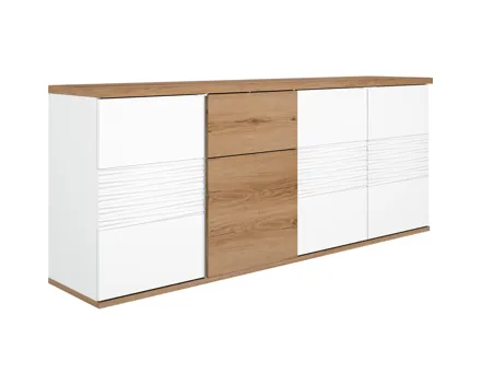 Sideboard Otello Eiche Helvetia/weiss Hochglanz 208 x 87 x 47 cm