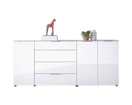 Sideboard Santo, Spanplatte Glas weiss, 226 x 99 x 40 cm