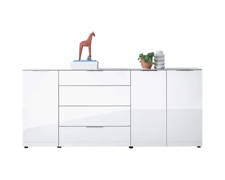 Sideboard Santo, Spanplatte Glas weiss, 226 x 99 x 40 cm