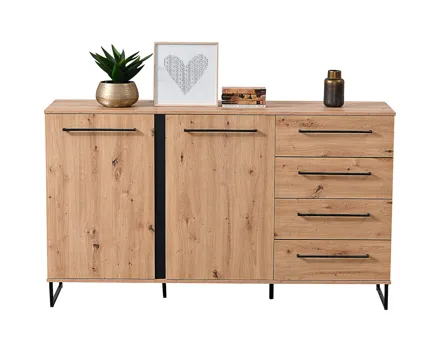 Sideboard Sardinia Melamin Artisan schwarz 159 x 95 x 42 cm