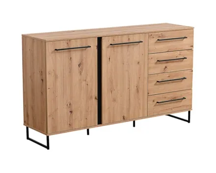 Sideboard Sardinia Melamin Artisan schwarz 159 x 95 x 42 cm