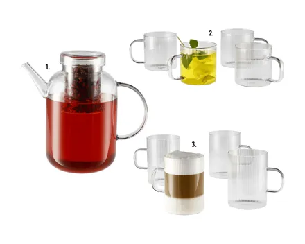 SilverCrest® Teekanne/Teegläser-/Cappuccinogläser-Set, 4-tlg.