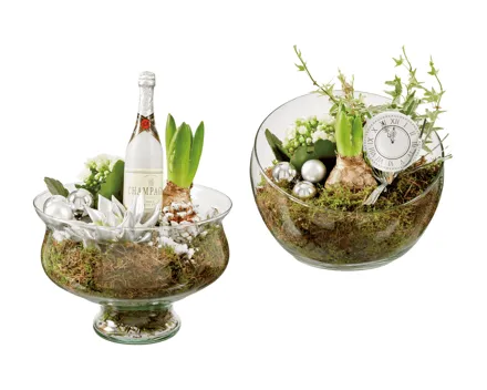 Silvester-Arrangement im Glas