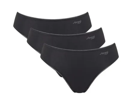 Sloggi Damen-Slip 3er Pack Pure Comfort Tai XS, schwarz