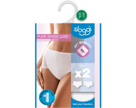 Sloggi Damen-Slip Luxe Maxi, 2er-Pack 38, weiss