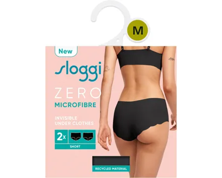 Sloggi Damen-Slip Zero Micro Short, 2er-Pack XS, schwarz
