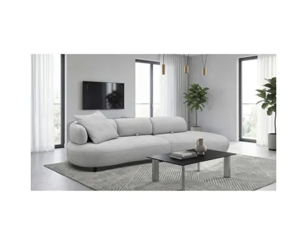 Sofa Calipso Stoff grau, Ottomane rechts