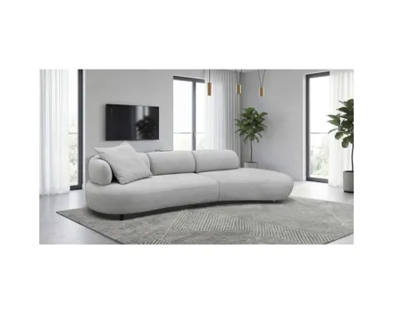 Sofa Calipso Stoff grau, Ottomane rechts