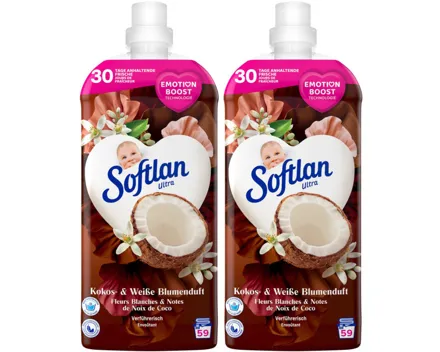 Softlan Kokos & weisse Blumenduft 59 Waschgänge 2x 1.3l